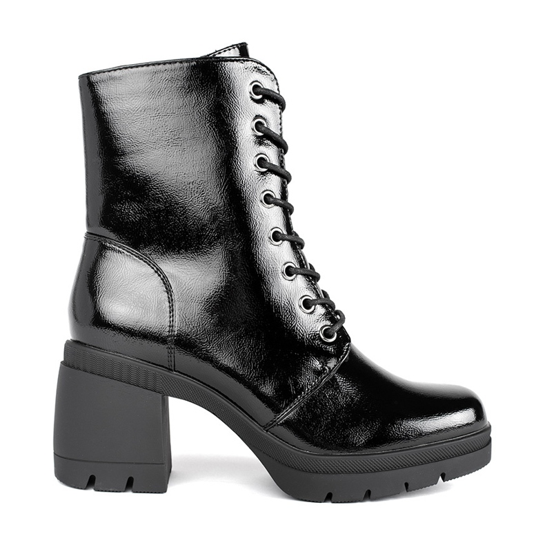 High lace-up patent leather boots black Sergio Leone High lace-up patent leather boots black Sergio Leone