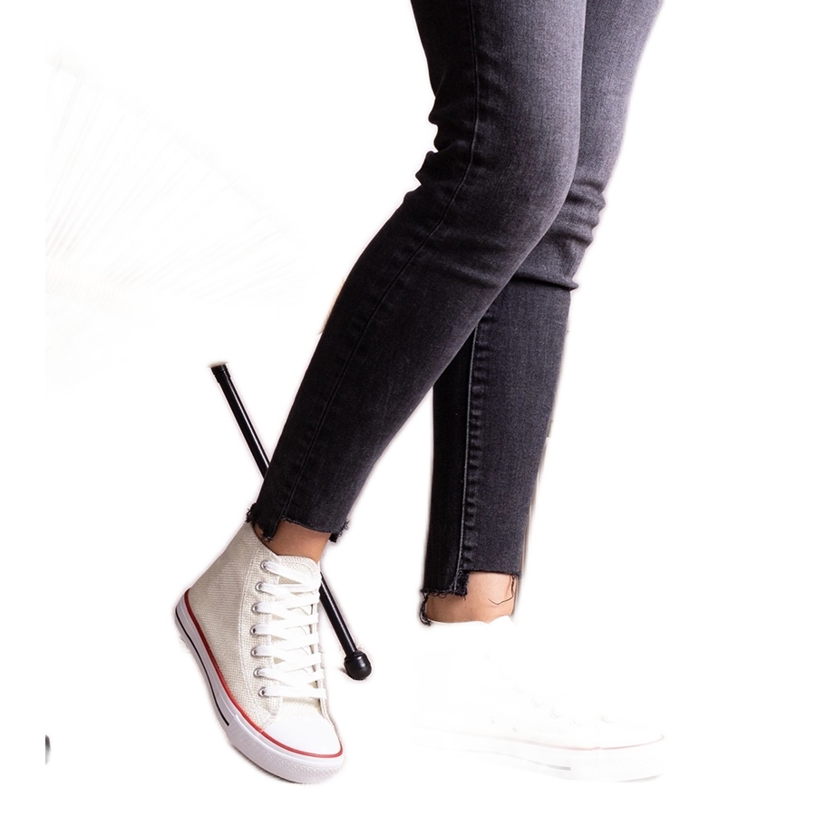 White high top sneakers in shiny mesh by Ranifali