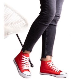 Red high-top sneakers with lace Bonifakima