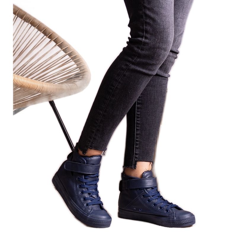 Navy blue high-top sneakers made of eco-leather Bonbonita Navy blue high-top sneakers made of eco-leather Bonbonita