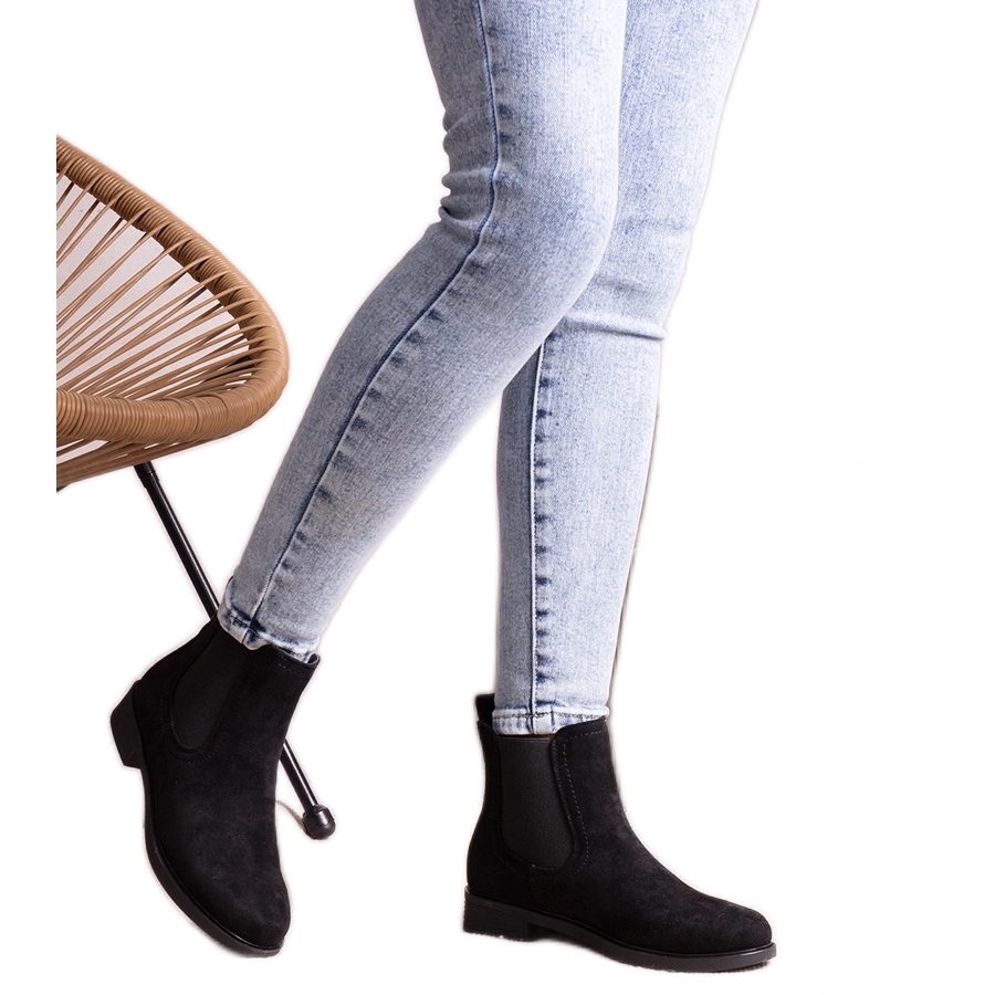 Black Slip on Ankle Boots by Szamiran