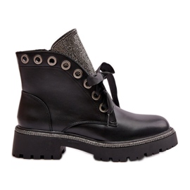 Decorated Women's Ankle Boots Eco Leather Insulated Black Rilatha