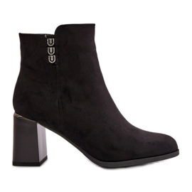 Insulated Eco Suede Women's Ankle Boots With Zipper Black Erillia