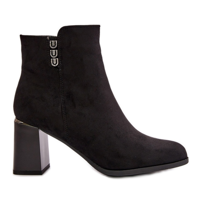 Insulated Eco Suede Women's Ankle Boots With Zipper Black Erillia