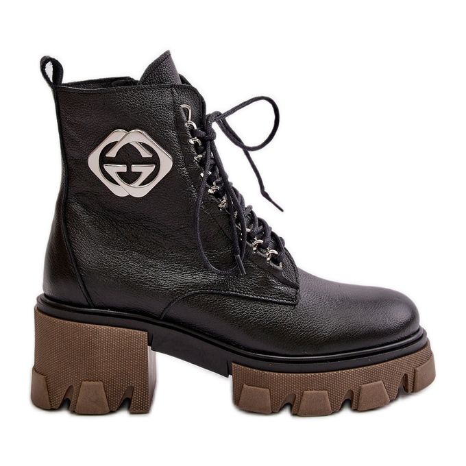 Zazoo 60376 Leather Insulated Zipper Ankle Boots Black