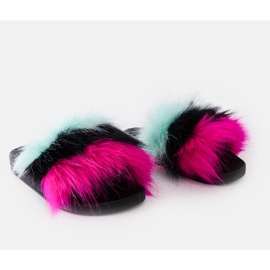 Black flip-flops with colorful fur Nadiminha multicolored Black flip-flops with colorful fur Nadiminha multicolored