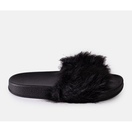 Black Candy fur flip flops Black Candy fur flip flops