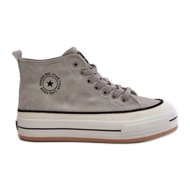 Insulated Women's Sneakers On The Platform Eco Leather Big Star OO274070 White grey Insulated Women's Sneakers On The Platform Eco Leather Big Star OO274070 White grey