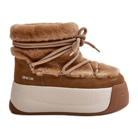 Women's Leather Snow Boots With Thick Sole And Fur Big Star OO274A207 Brown beige Women's Leather Snow Boots With Thick Sole And Fur Big Star OO274A207 Brown beige