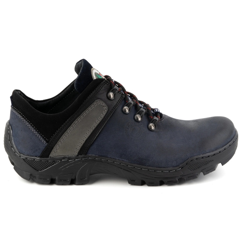 Olivier Men's leather trekking shoes 311GT navy blue