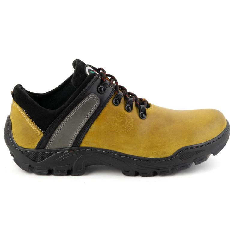 Olivier Men's leather trekking shoes 311GT yellow