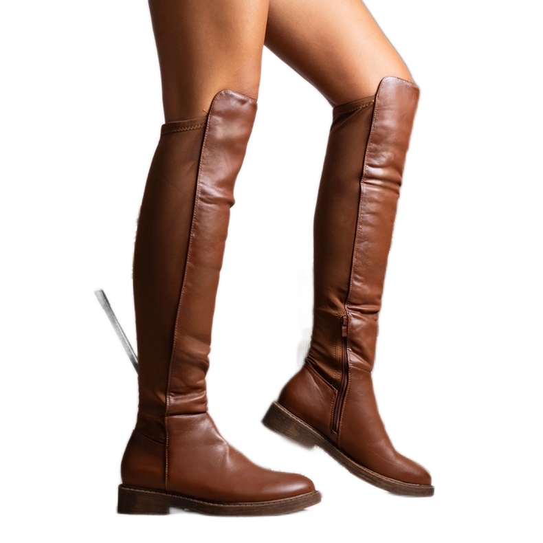 Long brown boots made of eco leather Polmapina Long brown boots made of eco leather Polmapina