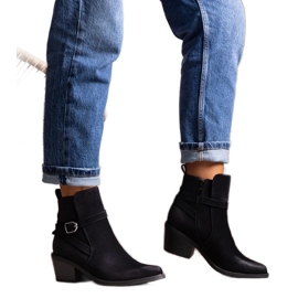 Black Mihaela block heel ankle boots