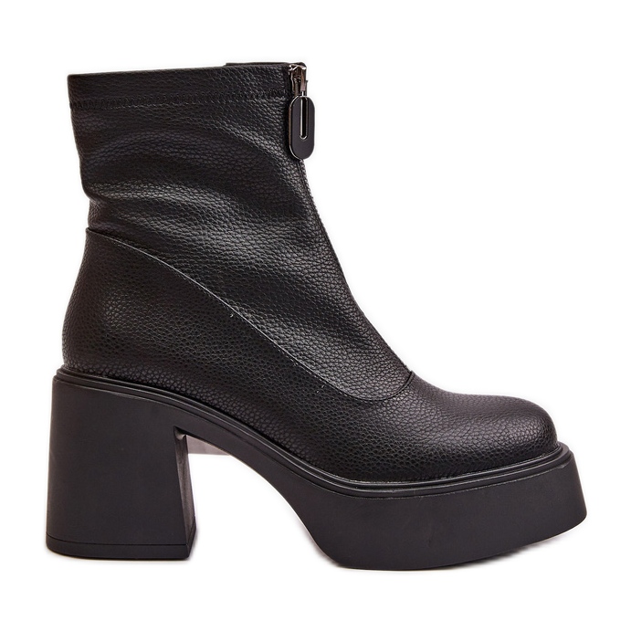 Insulated Women's Ankle Boots On A Platform And A Heel Black Vinceza 66715