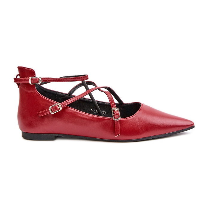 Women's Ballerinas With Pointed Toes And Interlacing Straps Burgundy Violra red