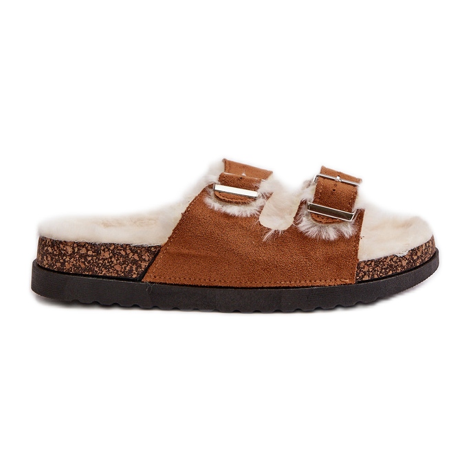 Women's Slippers Flip-Flops With Buckles And Fur Camel Ezilena brown Women's Slippers Flip-Flops With Buckles And Fur Camel Ezilena brown