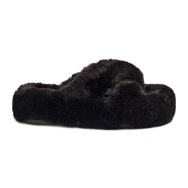Women's Fur Slippers With Thick Soles Black Lavitera Women's Fur Slippers With Thick Soles Black Lavitera