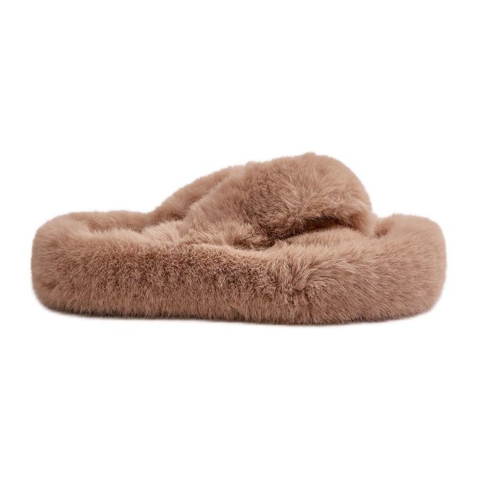 Women's Fur Slippers With Thick Soles Beige Lavitera