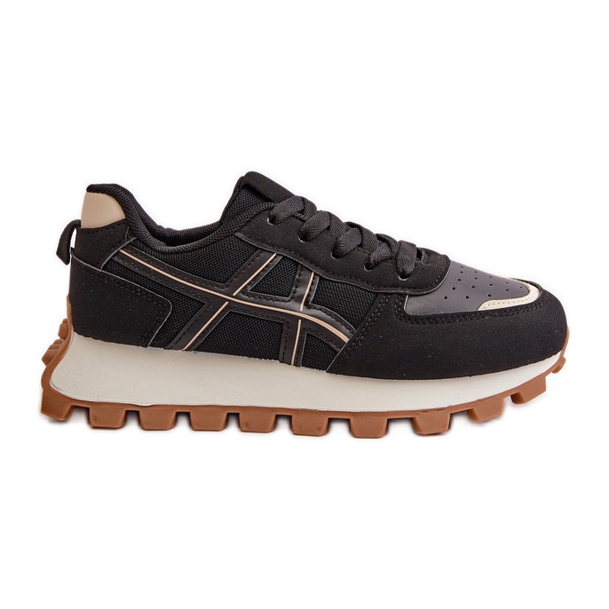 Sneakers Sports Shoes Women Lace-up On Platform Black Mialunae