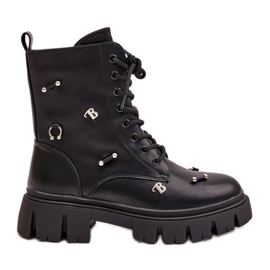 Women's Worker Ankle Boots With Decorations Eco Leather Black Cadenilla