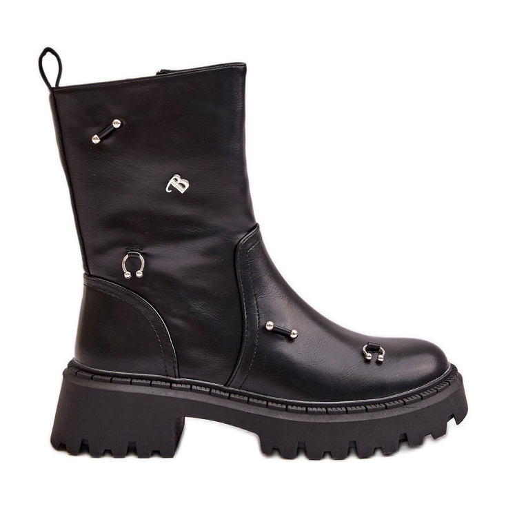 Women's Eco Leather Ankle Boots With Zipper And Decorative Details Black Reritha