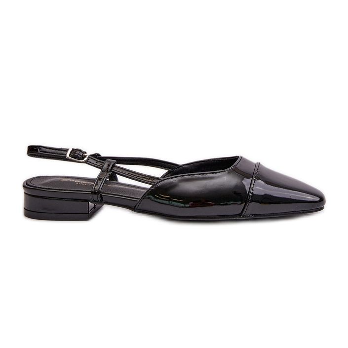 Patent Leather Low Heel Ballerinas With Open Heel Black Kairael Patent Leather Low Heel Ballerinas With Open Heel Black Kairael