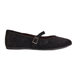 Flat Ballerinas With Strap Eco Suede Black Tirilina