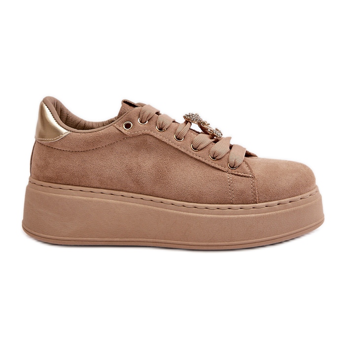 Women's Sneakers On The Platform With A Teddy Bear Beige Vailina