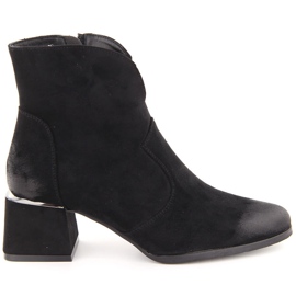 Women's suede ankle boots with heels black Potocki 12422