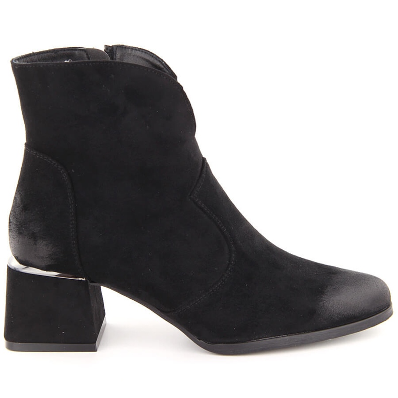 Women's suede ankle boots with heels black Potocki 12422 Women's suede ankle boots with heels black Potocki 12422