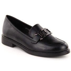 Ladies' loafers with decoration, black, Potocki 12425 Ladies' loafers with decoration, black, Potocki 12425