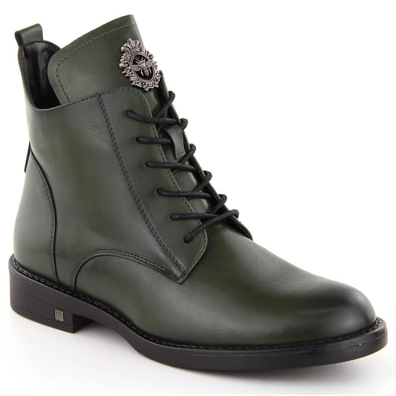 Women's lace-up and zipper boots green Potocki SZ12179 Women's lace-up and zipper boots green Potocki SZ12179