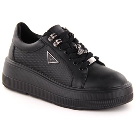 Leather women's platform shoes black Filippo DP6382