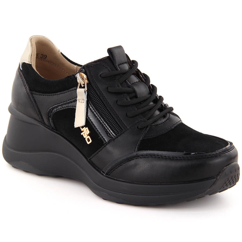 Women's leather wedge shoes black Filippo DP6434