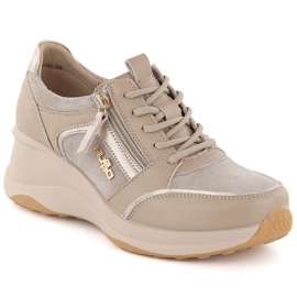 Women's leather wedge shoes beige Filippo DP6434