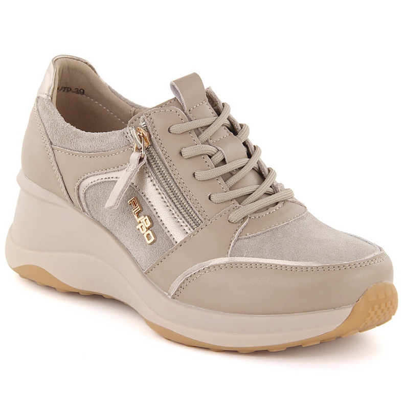 Women's leather wedge shoes beige Filippo DP6434