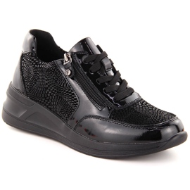 Women's leather wedge shoes black Filippo DP6352