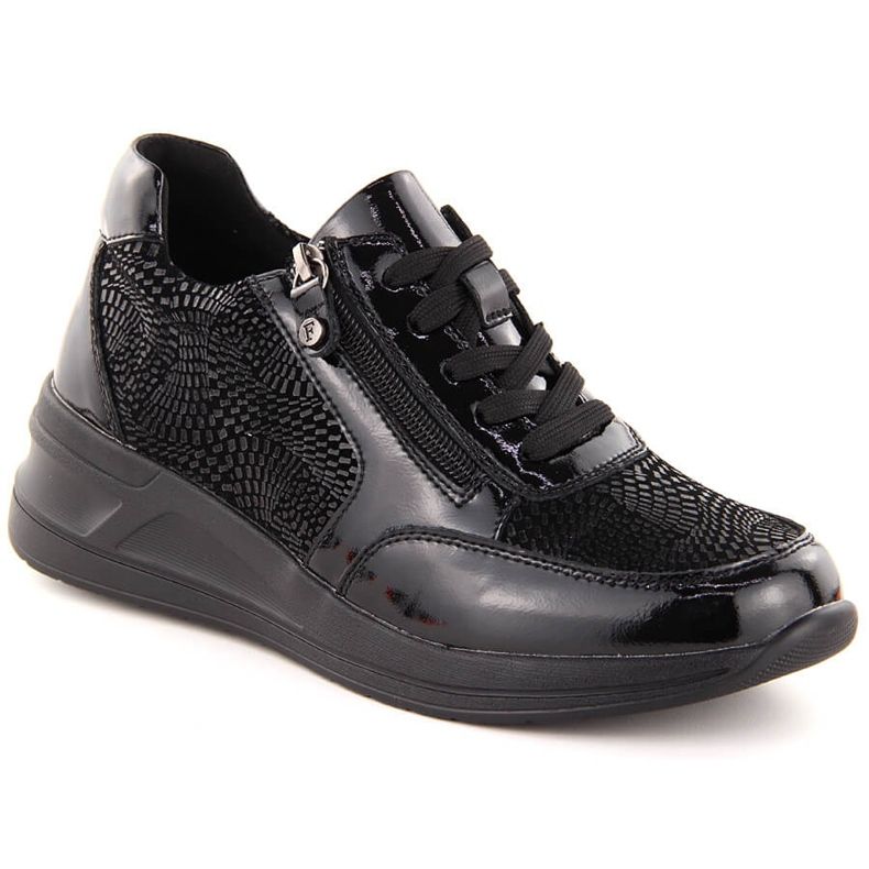 Women's leather wedge shoes black Filippo DP6352