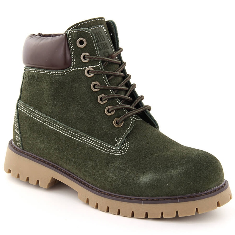 Leather suede men's boots green Big Star OO174139