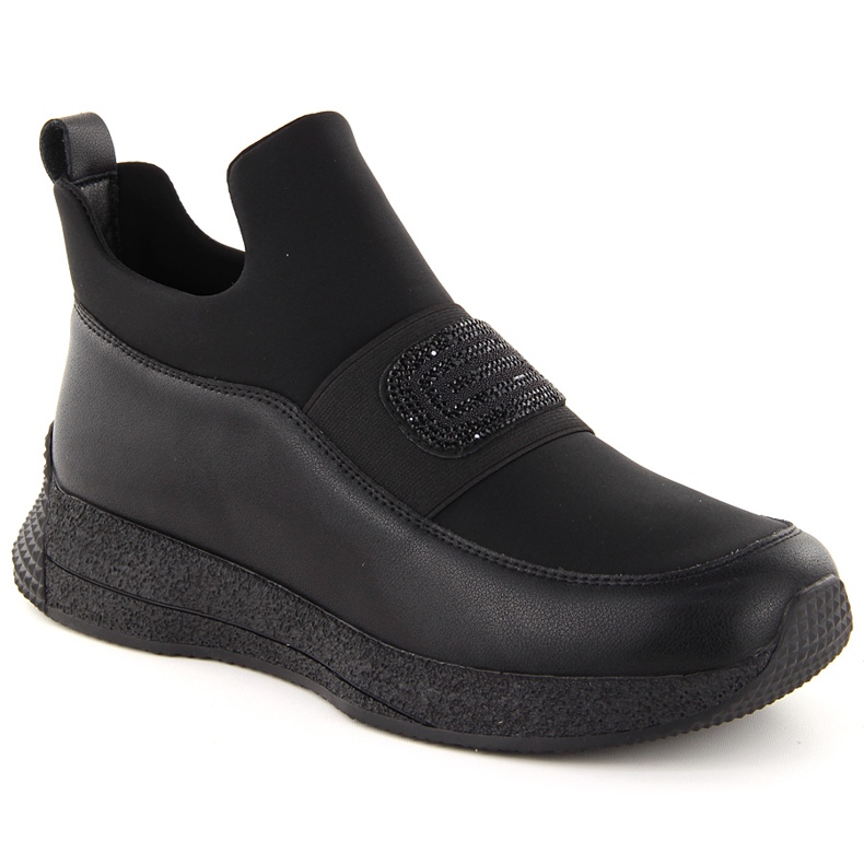 Women's leather slip-on shoes black Artiker 55C0035