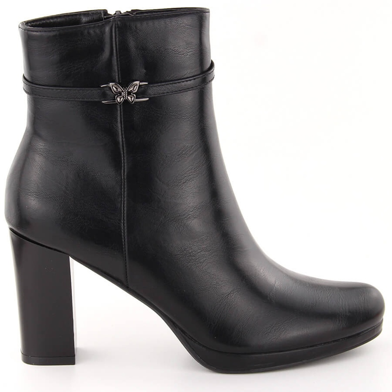 M. DASZYŃSKI Women's ankle boots with a heel, insulated, black, M.Daszyński AF125-22