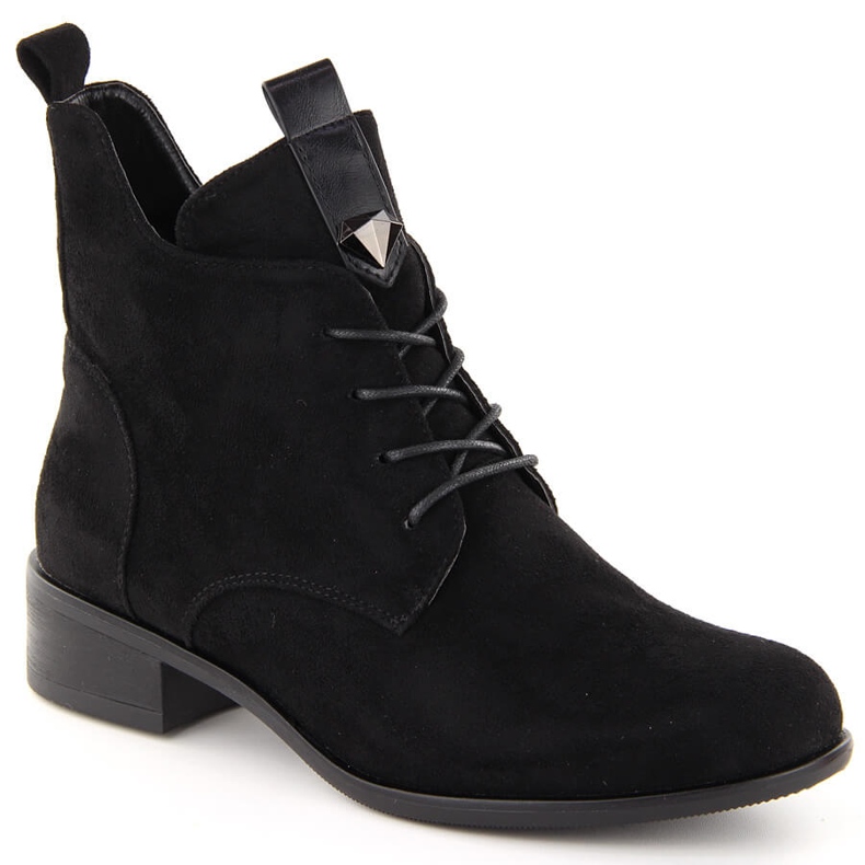 M. DASZYŃSKI Women's lace-up and zipper boots insulated black M.Daszyński SA198-24