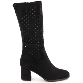 M. DASZYŃSKI Women's boots suede openwork black M.Daszyński SA156-10B