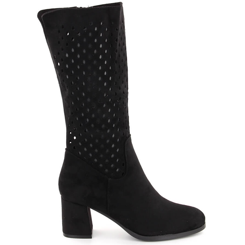 M. DASZYŃSKI Women's boots suede openwork black M.Daszyński SA156-10B