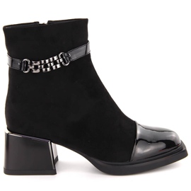 Women's ankle boots with decorative heel black D&amp;A S.Barski Premium Collection MR880-018