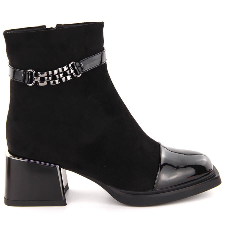 Women's ankle boots with decorative heel black D&amp;A S.Barski Premium Collection MR880-018