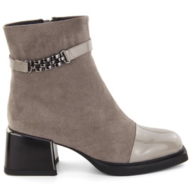 Women's ankle boots with decorative heel D&amp;A S.Barski Premium Collection MR880-018 beige