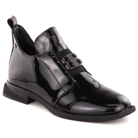Leather women's patent leather ankle boots with decoration, black Filippo DBT4763 Leather women's patent leather ankle boots with decoration, black Filippo DBT4763