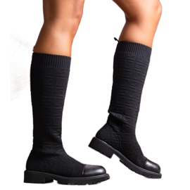 Black boots material knit Wisam Black boots material knit Wisam