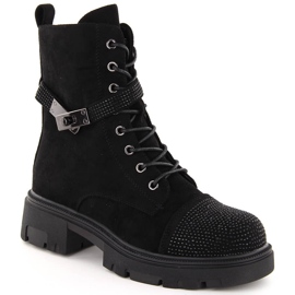 Women's insulated work boots on a platform, black, S.Barski HY42-281